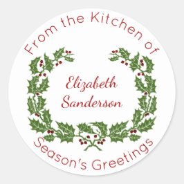 Weihnachtskranz-Zuhause Backen Runder Aufkleber
