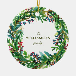 Weihnachtskränze Feiertags Familienname Holi Keramik Ornament