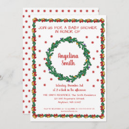 Weihnachtskränze & Garland Babydusche Einladung