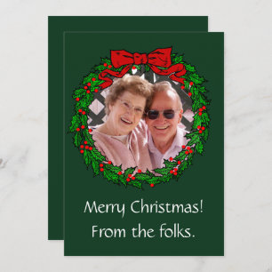 Weihnachtskranzrahmen und Ihr Foto Karte