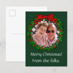 Weihnachtskranzrahmen und Ihr Foto Postkarte
