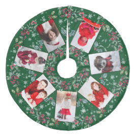 Weihnachtskraut Familienfoto Collage Green Fleece Weihnachtsbaumdecke