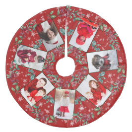 Weihnachtskraut Familienfoto Collage Rot Fleece Weihnachtsbaumdecke