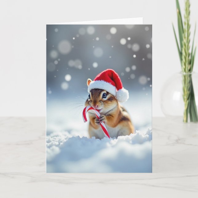 Weihnachtskreatur-Schneekarte Karte (Vorderseite)