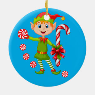 Weihnachtskreis-Ornament, Elf Keramik Ornament