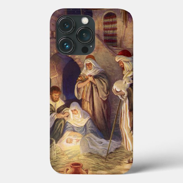 Weihnachtskrippe, 3 Hirten und Jesus Case-Mate iPhone Hülle (Rückseite)