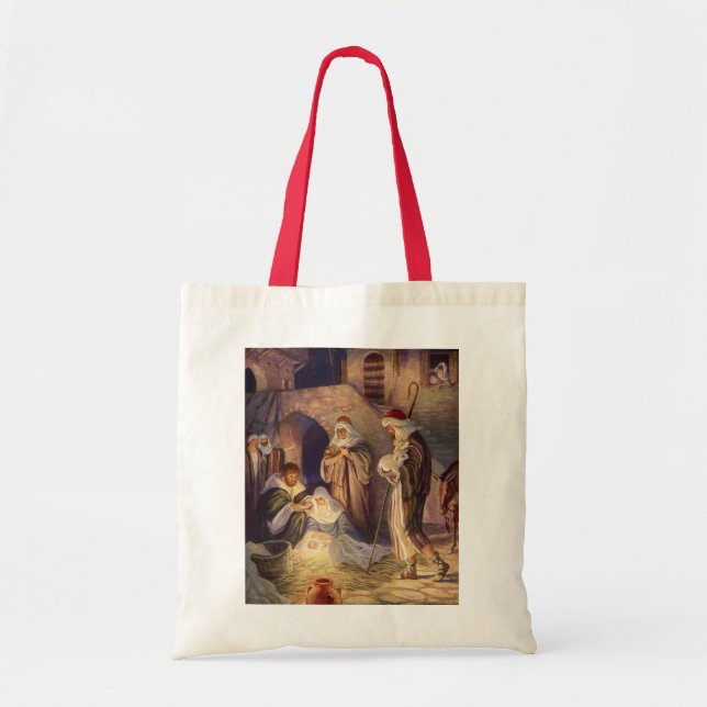 Weihnachtskrippe, 3 Hirten und Jesus Tragetasche (Vorne)