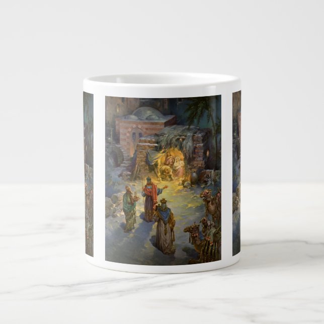 Weihnachtskrippe aus Weihnachten mit Besuch Magi Jumbo-Tasse (Vorderseite)