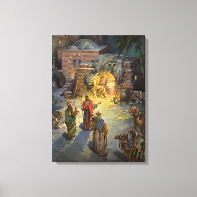 Weihnachtskrippe aus Weihnachten mit Besuch Magi Leinwanddruck (Vorderseite)