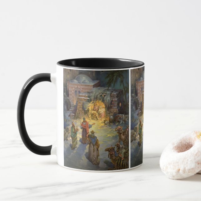Weihnachtskrippe aus Weihnachten mit Besuch Magi Tasse (Mit Donut)