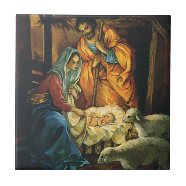 Weihnachtskrippe, Baby Jesus in Gefahr Fliese (Vorderseite)