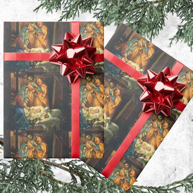 Weihnachtskrippe, Baby Jesus in Gefahr Geschenkpapier (Von Creator hochgeladen)