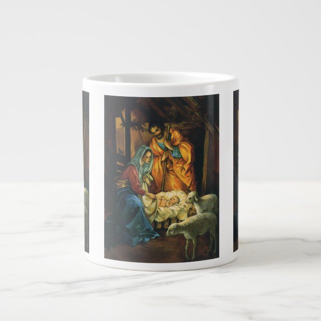 Weihnachtskrippe, Baby Jesus in Gefahr Jumbo-Tasse (Vorderseite)