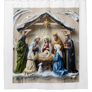 Weihnachtskrippe, Baum Weise Männer Bethlehem Duschvorhang