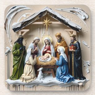 Weihnachtskrippe, Baum Weise Männer Bethlehem Getränkeuntersetzer