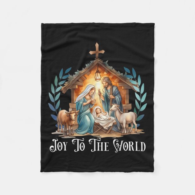 Weihnachtskrippe Christliche Geburt Jesu Joy to Fleecedecke (Vorderseite)