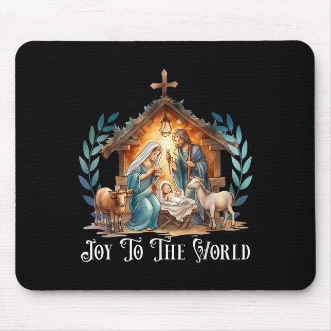 Weihnachtskrippe Christliche Geburt Jesu Joy to Mousepad (Vorne)