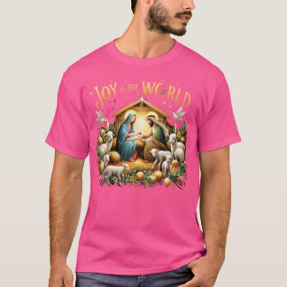 Weihnachtskrippe Christliche Geburt Jesu Joy to T-Shirt
