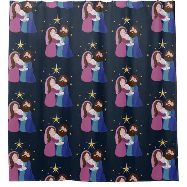 Weihnachtskrippe Duschvorhang (Vorderseite)