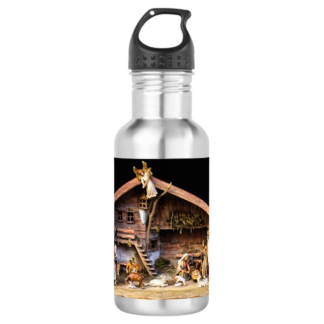 Weihnachtskrippe Edelstahlflasche (Vorderseite)