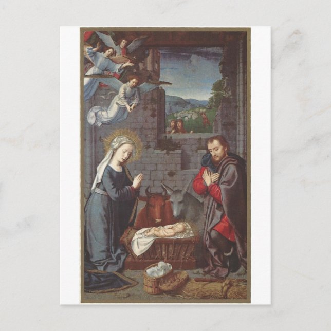 Weihnachtskrippe Feiertagspostkarte (Vorderseite)