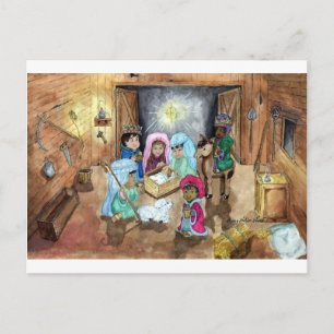 Weihnachtskrippe Feiertagspostkarte