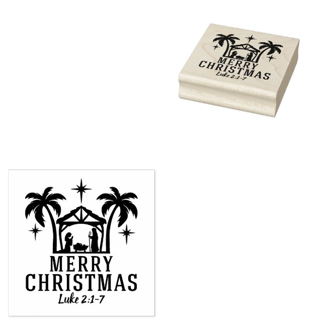 Weihnachtskrippe Frohe Weihnachten Gummistempel (Stempel)