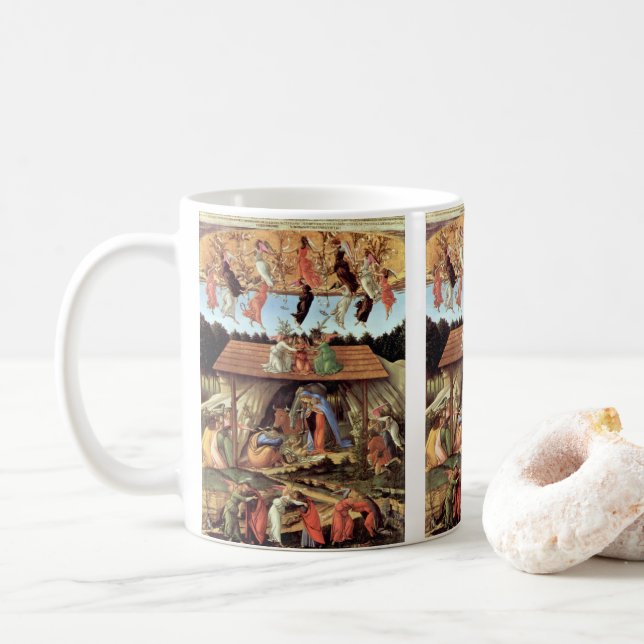 Weihnachtskrippe, Geburt Christi von Botticelli Kaffeetasse (Mit Donut)