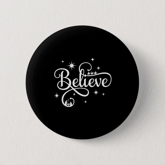 Weihnachtskrippe Glauben Christliche Familie Frohe Button (Vorderseite)