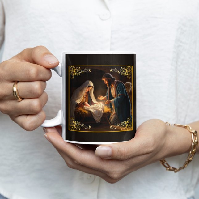 Weihnachtskrippe Heilige Familie Religiös Kaffeetasse (Von Creator hochgeladen)