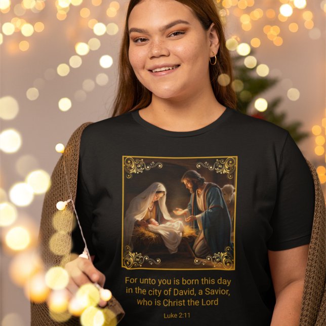 Weihnachtskrippe Heilige Familie Religious Luke 2: Tri-Blend Shirt (Von Creator hochgeladen)