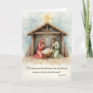 Weihnachtskrippe Heilige Familienschrift Karte