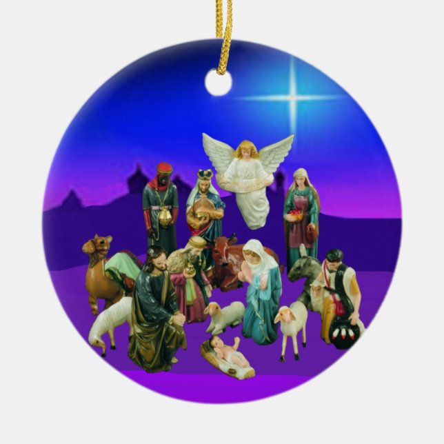 Weihnachtskrippe Keramikornament (Vorne)