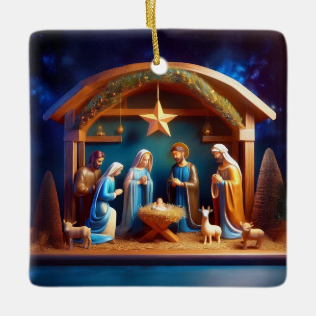 Weihnachtskrippe Keramikornament (Vorderseite)