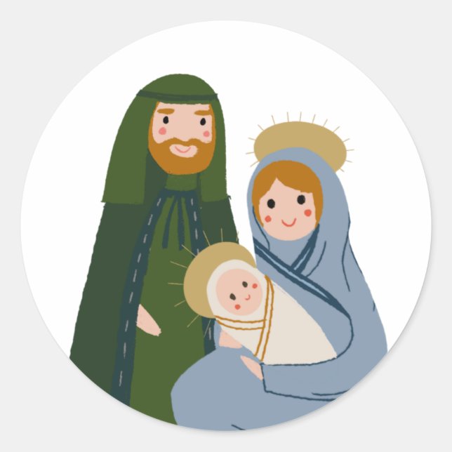 Weihnachtskrippe Klassischer Rundsticker Runder Aufkleber (Vorderseite)