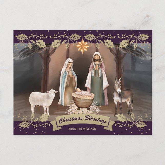 Weihnachtskrippe Lila Christlich Weihnachten (Vorderseite)