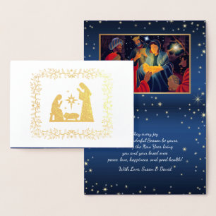 Weihnachtskrippe Luxus Real Foil Cards Folienkarte