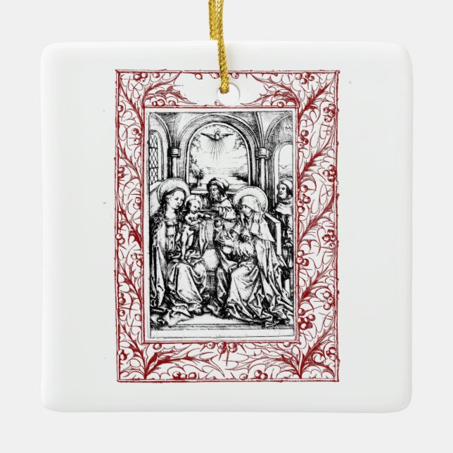 Weihnachtskrippe Madonna and Child Holly Keramikornament (Vorderseite)