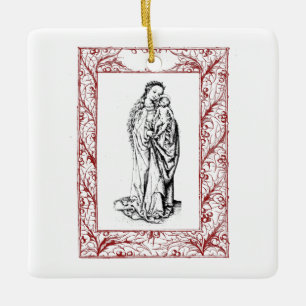 Weihnachtskrippe Madonna und Kind Holly Keramik Keramikornament