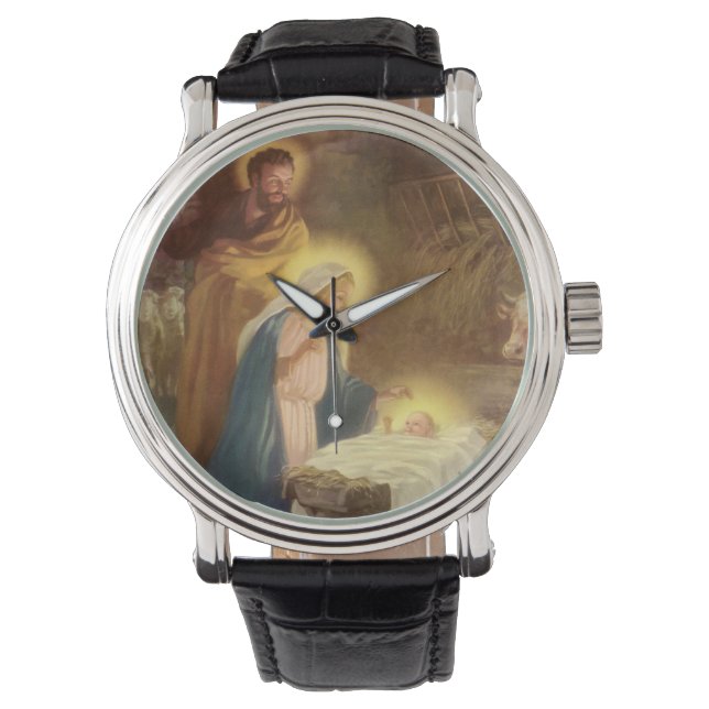 Weihnachtskrippe, Mary Joseph Baby Jesus Armbanduhr (Vorderseite)