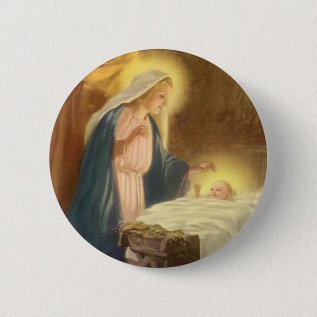 Weihnachtskrippe, Mary Joseph Baby Jesus Button (Vorderseite)