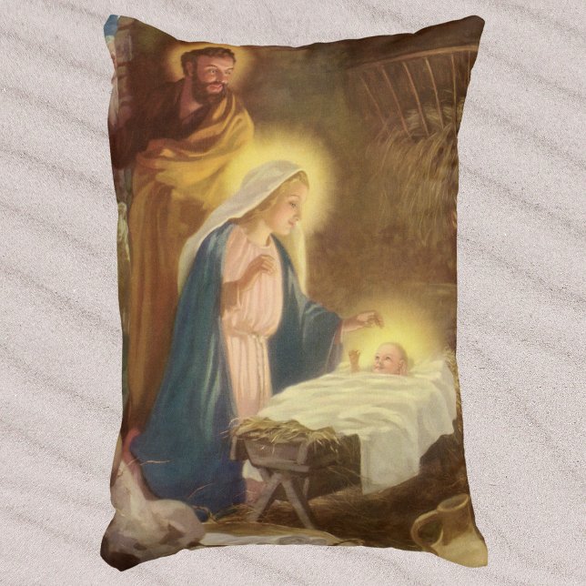 Weihnachtskrippe, Mary Joseph Baby Jesus Dekokissen (Von Creator hochgeladen)