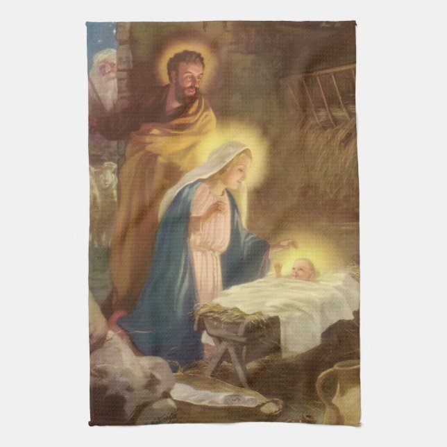 Weihnachtskrippe, Mary Joseph Baby Jesus Handtuch (Vertikal)