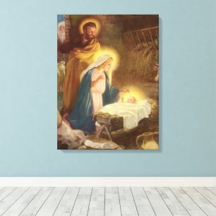 Weihnachtskrippe, Mary Joseph Baby Jesus Leinwanddruck