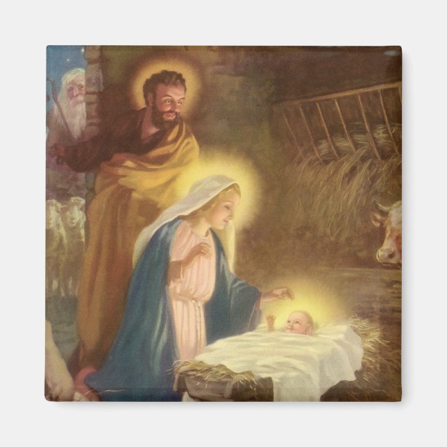 Weihnachtskrippe, Mary Joseph Baby Jesus Magnet (Vorne)