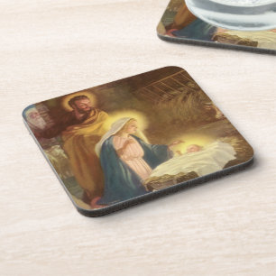 Weihnachtskrippe, Mary Joseph Baby Jesus Untersetzer