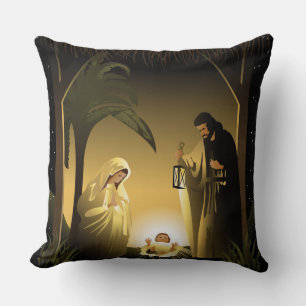 Weihnachtskrippe Mary, Joseph und Baby Jesus Kissen