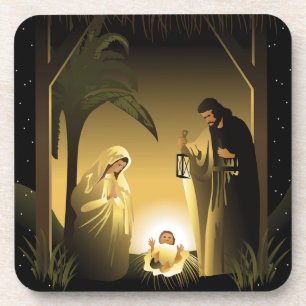 Weihnachtskrippe Mary, Joseph und Baby Jesus Untersetzer
