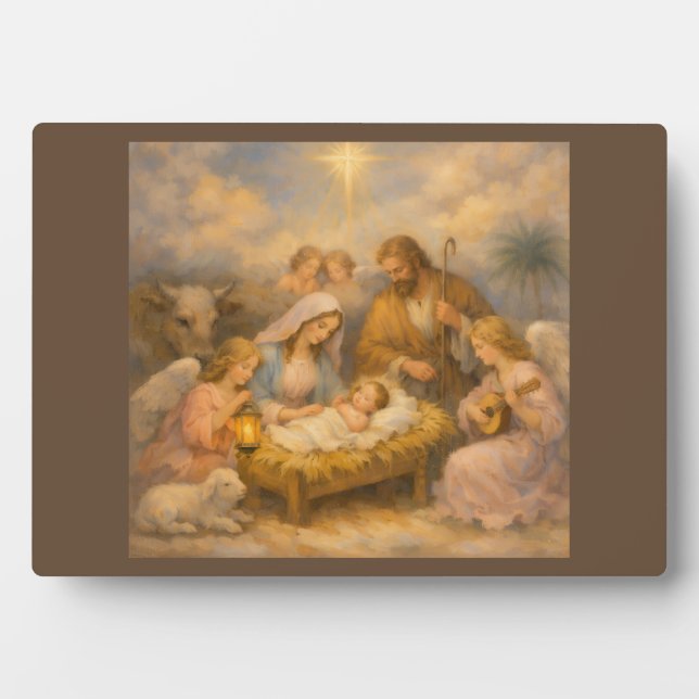 Weihnachtskrippe mit Engeln Fotoplatte (Vorderseite)