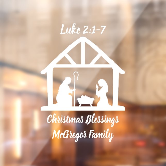 Weihnachtskrippe Name der Familie Fensteraufkleber (Blatt 2)